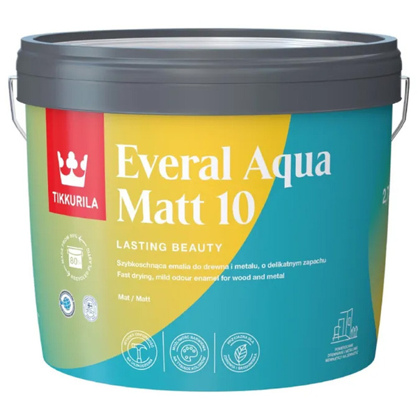 Emalia akrylowa do drewna i metalu Everal Aqua 10 2,7L FL5331 Tikkurila