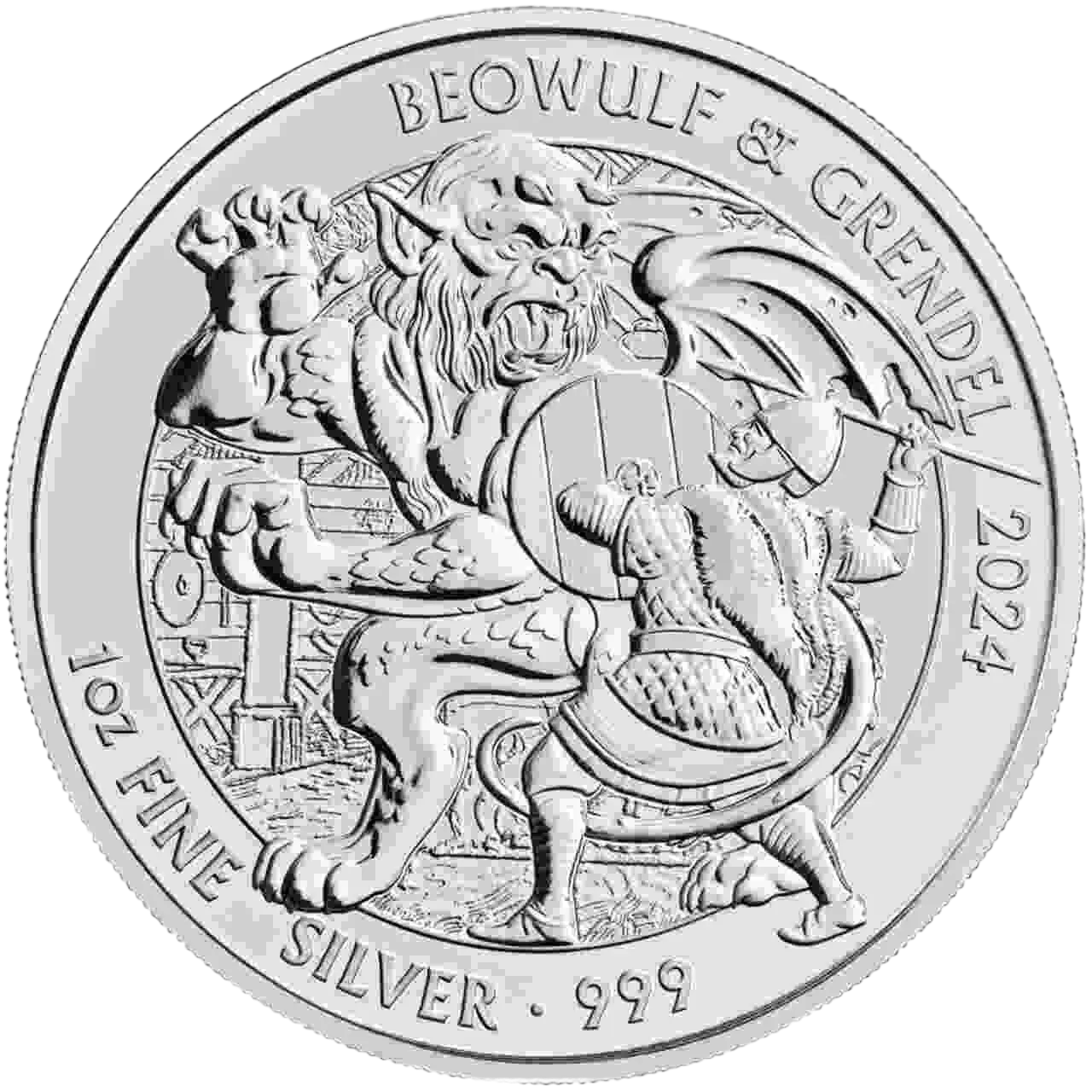 Srebrna moneta Mity i Legendy: Beowulf i Grendel 1 uncja - wysyłka 24 h! - Mennica Skarbowa