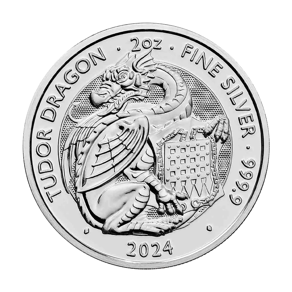 Srebrna moneta Bestie Tudorów: Smok Tudorów 2 uncje - wysyłka 24 h! - Mennica Skarbowa