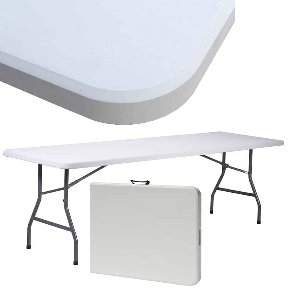 Stół ogrodowy cateringowy składany 240x90cm biały walizka