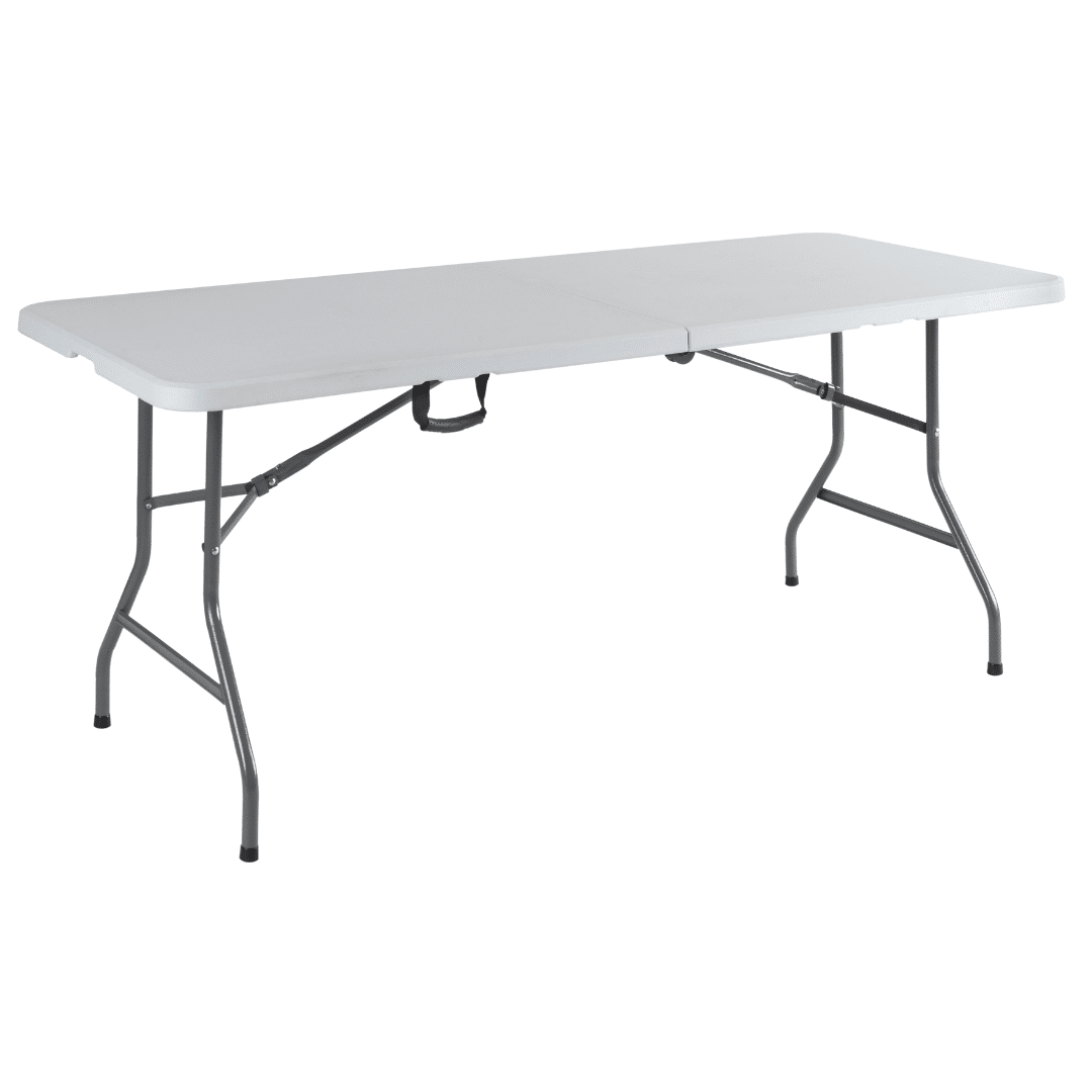 Stół ogrodowy cateringowy prostokątny 200x90cm biały walizka