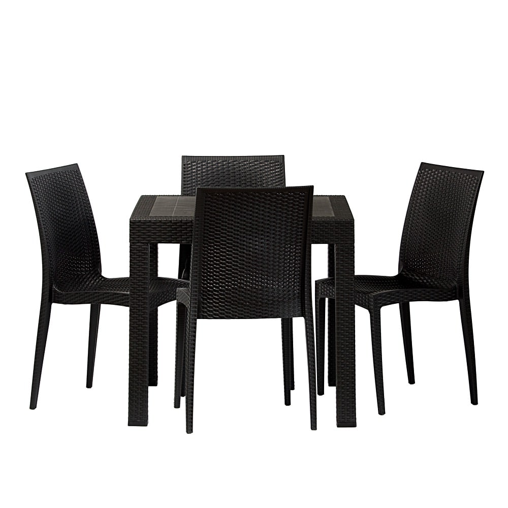 Zestaw mebli ogrodowych - 4 krzesła Havana czarne + stół Riviera