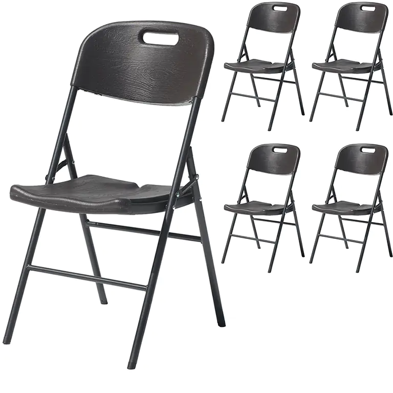 Krzesło cateringowe ogrodowe składane grafitowo-brunatne zestaw x4