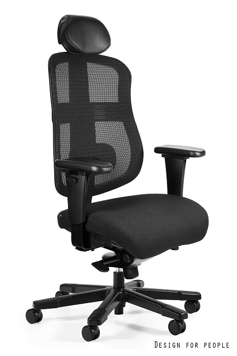 Fotel premium HIGH END Otto, ergonomiczny, obrotowy, regulowany, siatka/tkanina czarny