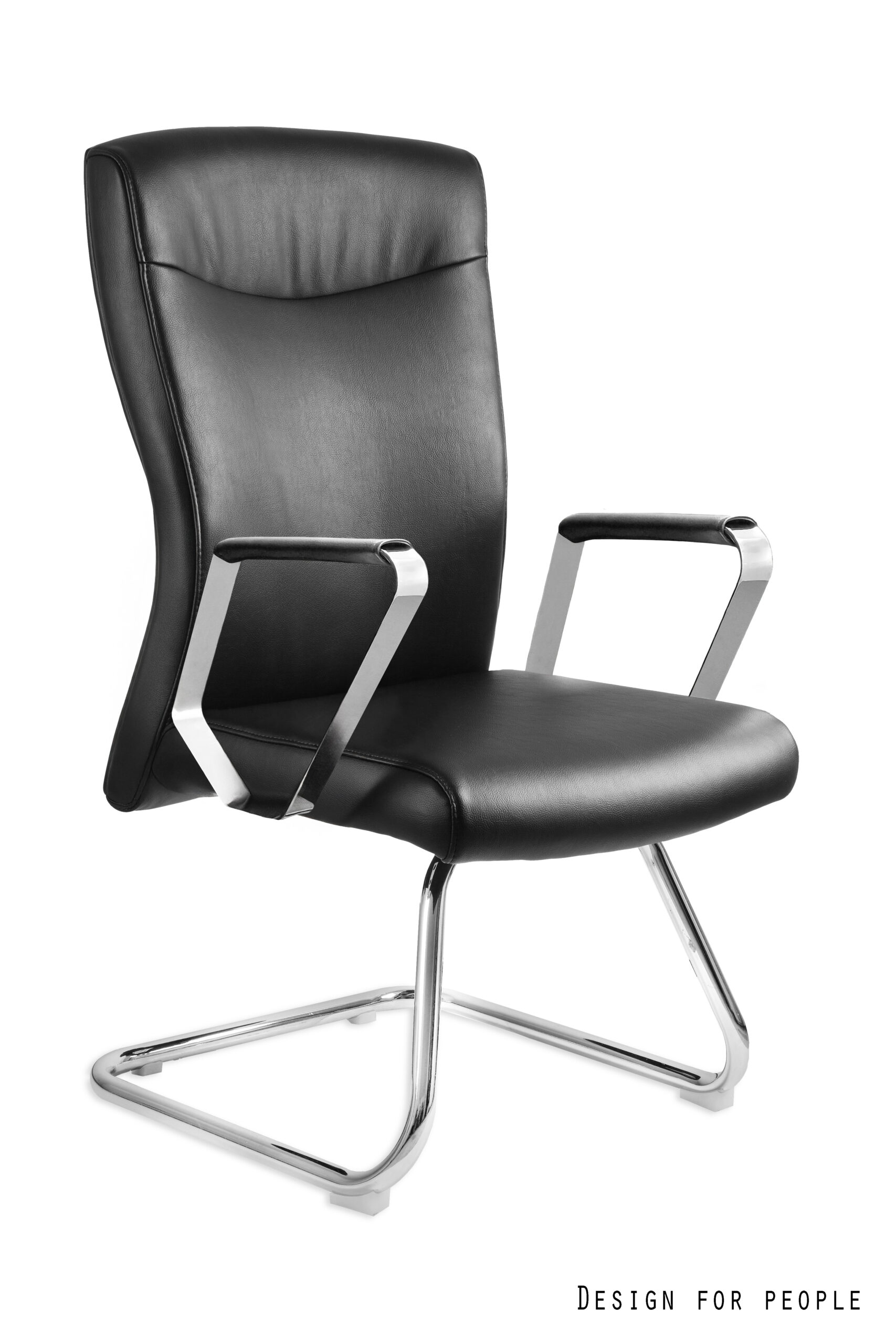 Fotel gabinetowy ADELLA SKID czarny, eko-skóra, płoza