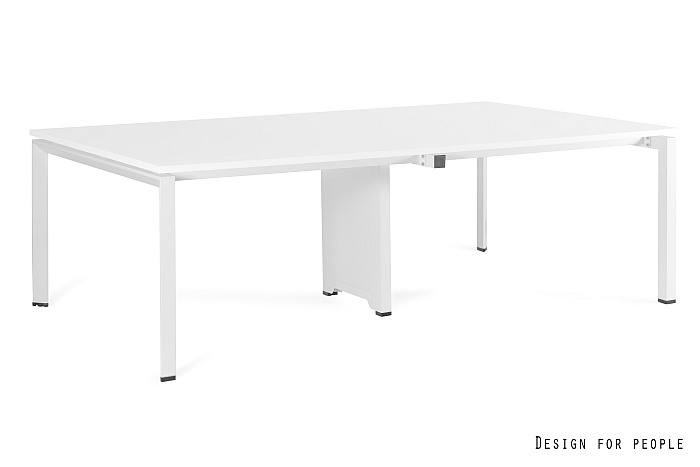 Biurko pracownicze BENCH PASON Workstation 4, biały stelaż, 2 blaty