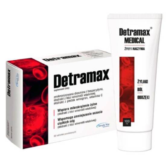 Detramax 60 tabletek + żel medical żyły i naczynia, 100 ml