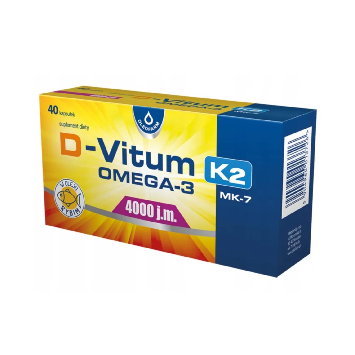 Oleofarm d-vitum 4000 j.m. k2 mk7 omega-3, 40 kapsułek