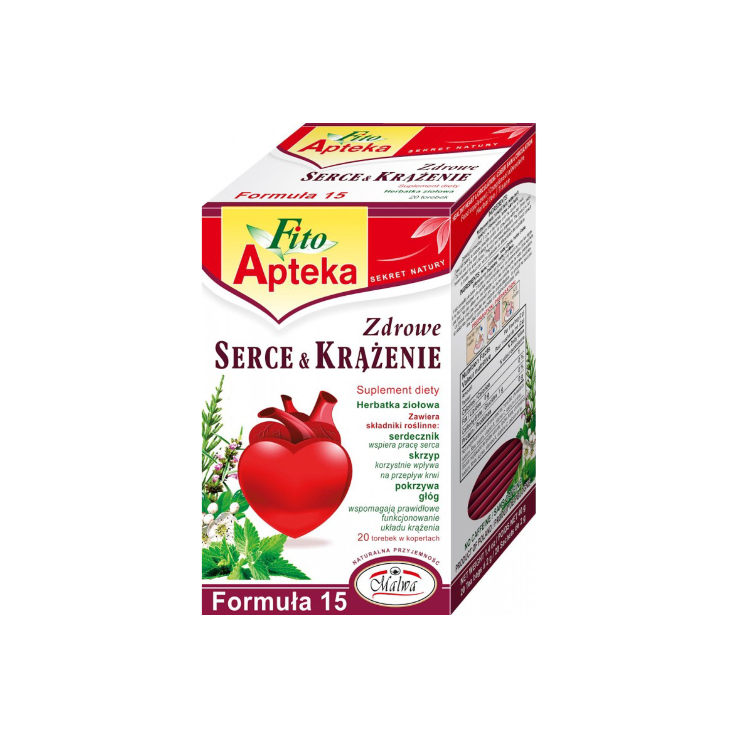 Malwa zdrowe serce i krążenie, formuła 15, zioła, 20 torebek