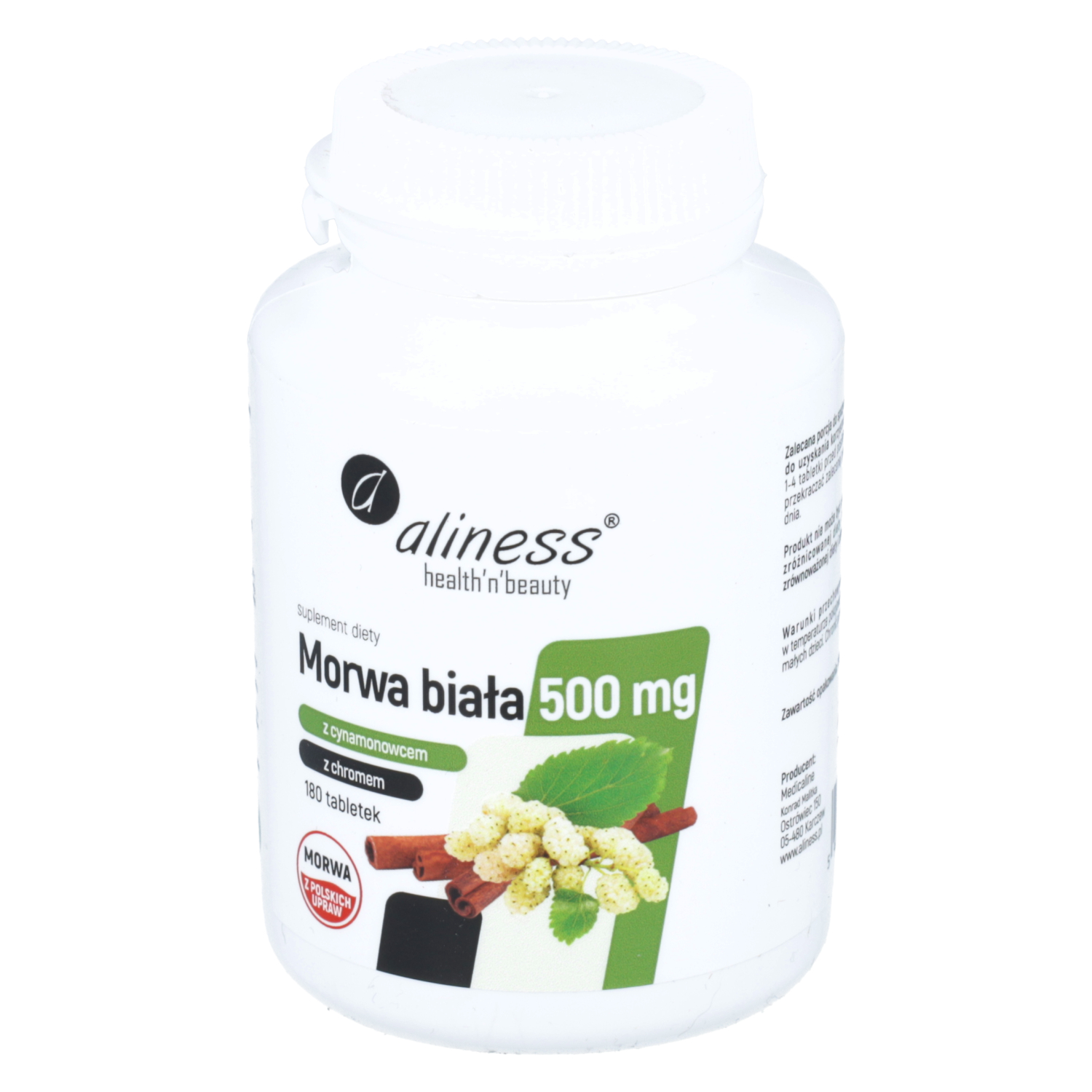 Aliness morwa biała 500 mg, 180 kapsułek