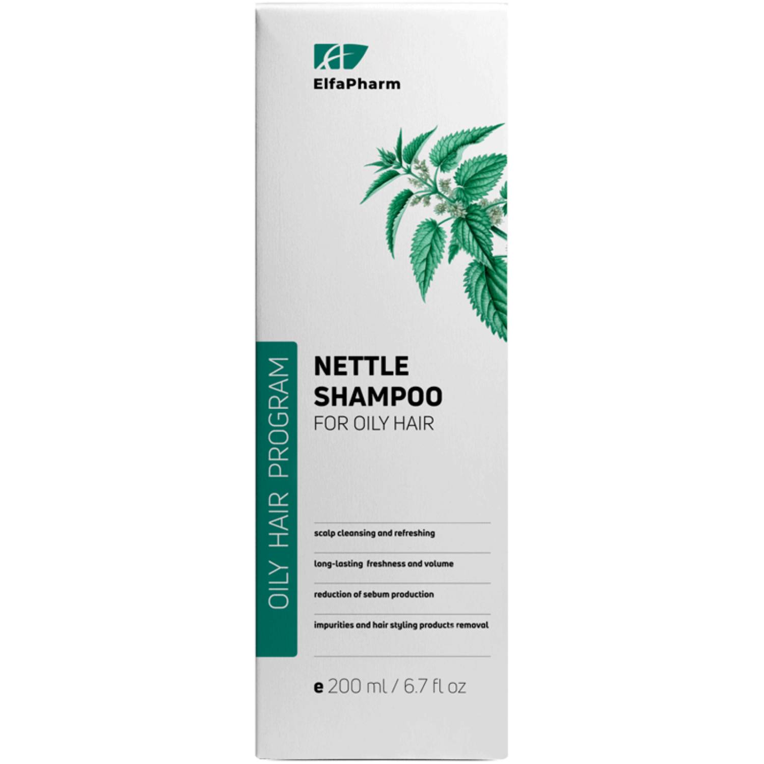 Elfa pharm - szampon trychologiczny do włosów przetłuszczających się z pokrzywą, 200 ml