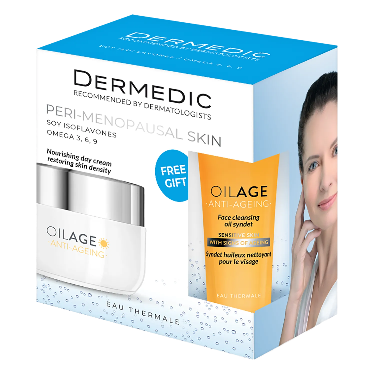 Dermedic oilage zestaw, krem na dzień, 50 ml + olejowy syndet do mycia, 25 ml