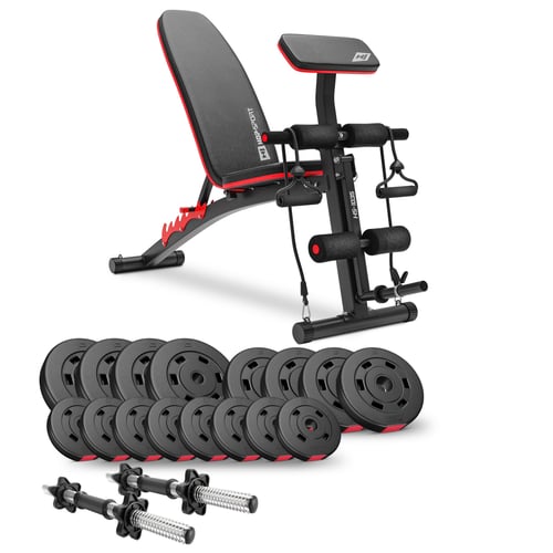 Kunststoff Hantelset 40 kg mit Hantelbank HS-1035