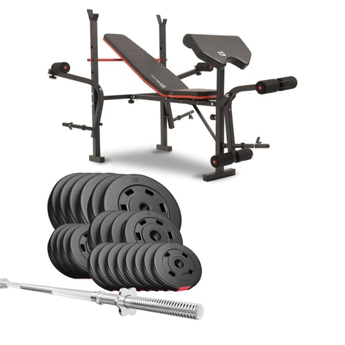 Ensemble de disques de poids en plastique de 69 kg avec banc de musculation HS-1055