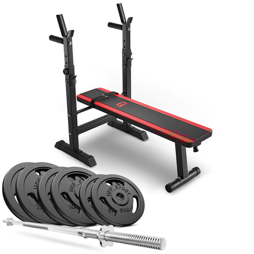 Ensemble d'haltères en fonte 69 kg avec banc de musculation HS-1080
