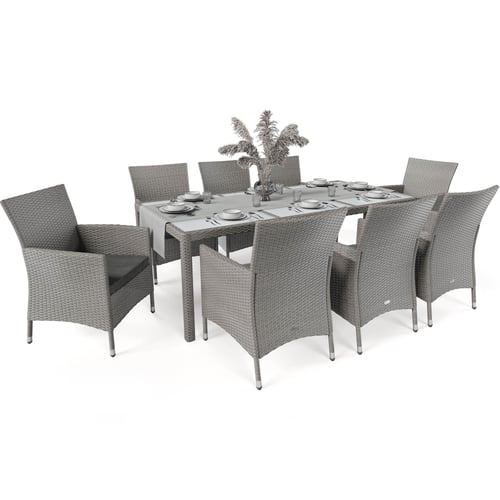 Gartenmöbel-Set VERONA 8+1 Grau/Grau