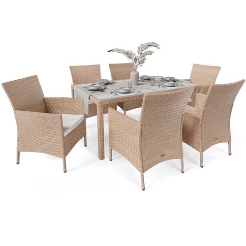 Gartenmöbel Set VERONA 6+1 - Beige/Creme