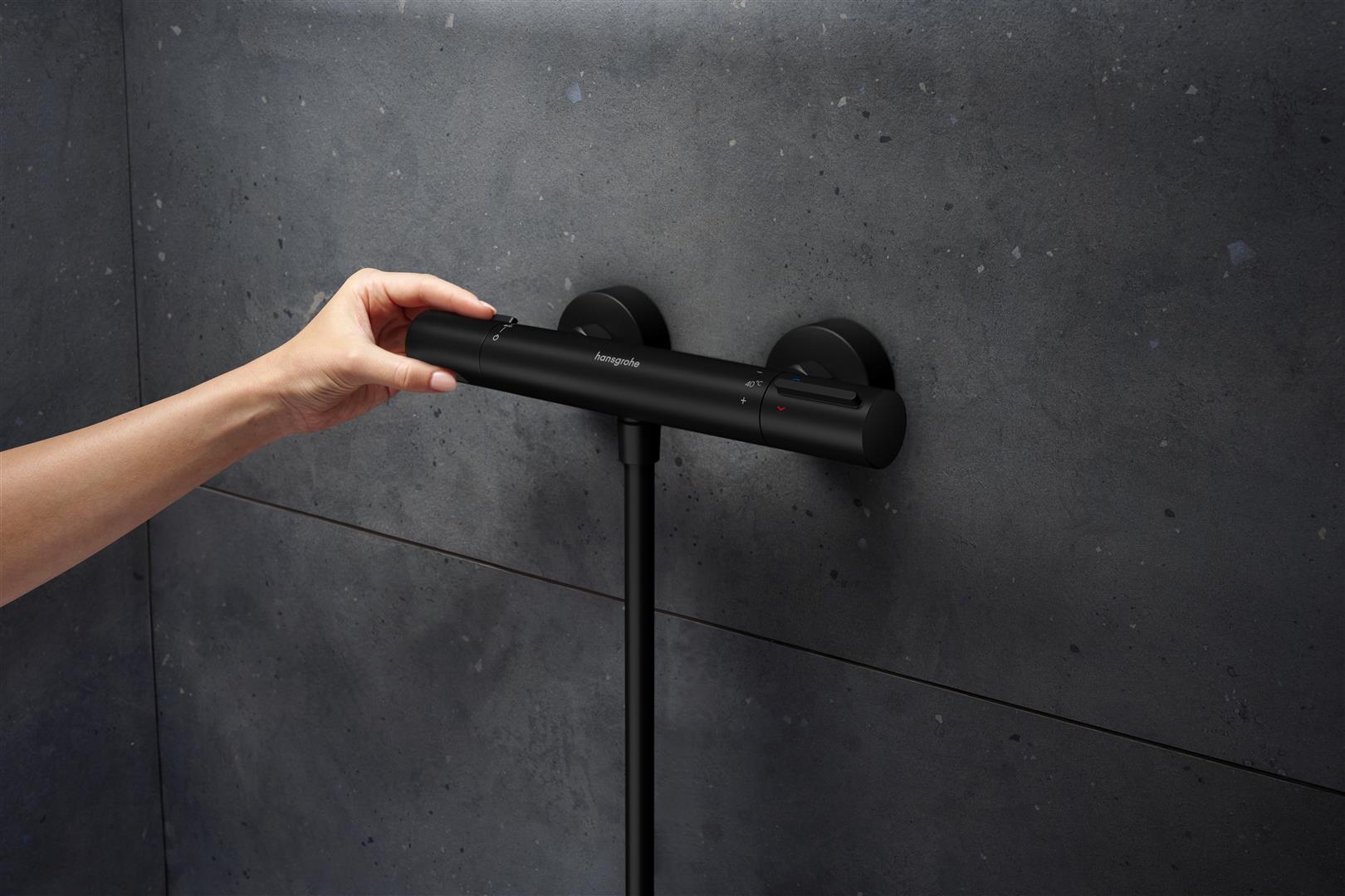 Hansgrohe Ecostat Element bateria prysznicowa ścienna termostatyczna czarny mat 13346670