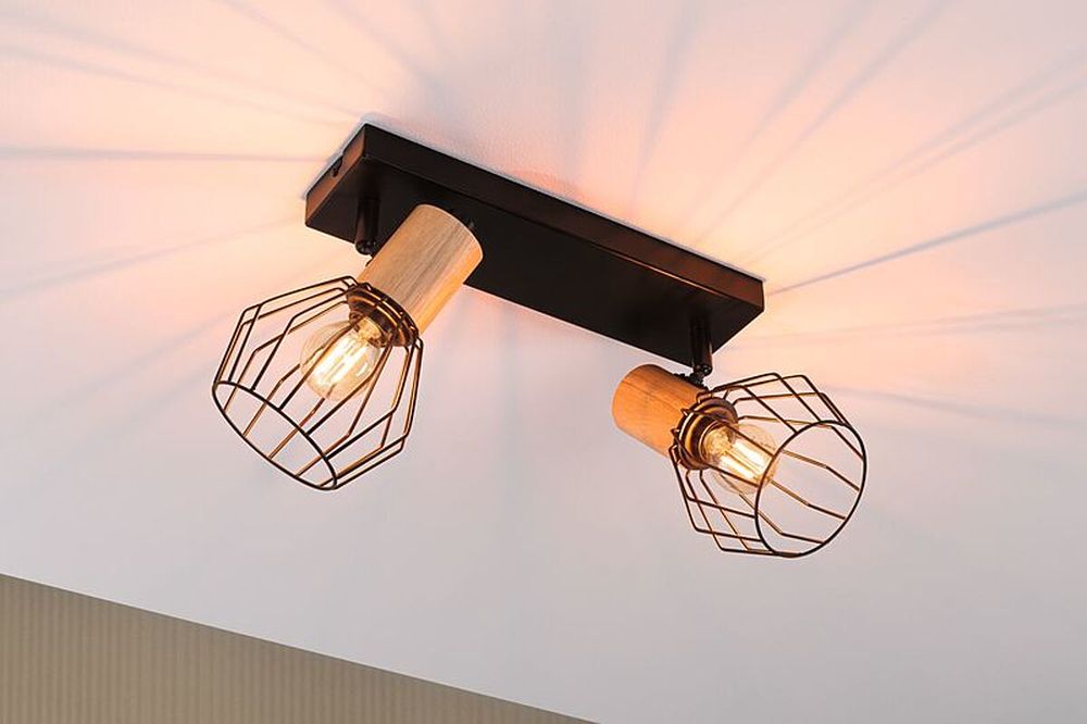 Paulmann Lanka lampa podsufitowa 2x20W czarna/drewno 66767