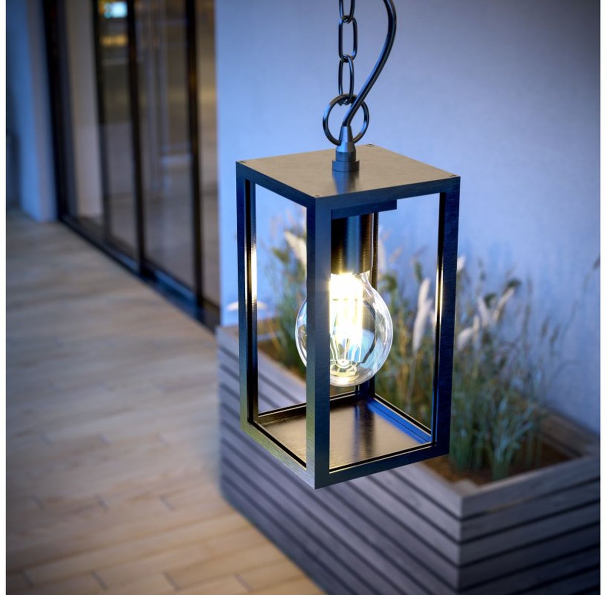 GTV Ventana-H lampa wisząca zewnętrzna 1x20 W czarna OS-VENTANAH-00