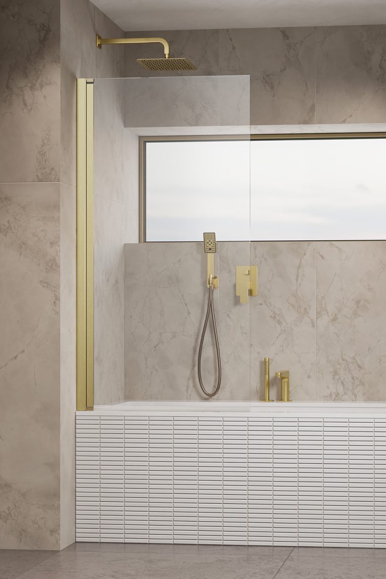 Radaway Nes Brushed Gold PNJ I parawan nawannowy 70 cm 1-częściowy złoty szczotkowany/szkło przezroczyste 10011070-99-01L