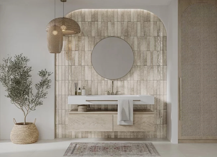 Paradyż Monpelli płytka ścienna 29,8x6,5 cm beżowa-szara