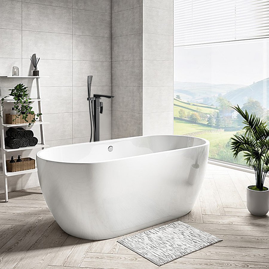 Sapho Ginko bateria wannowo-prysznicowa wolnostojąca czarny mat 1101-21B