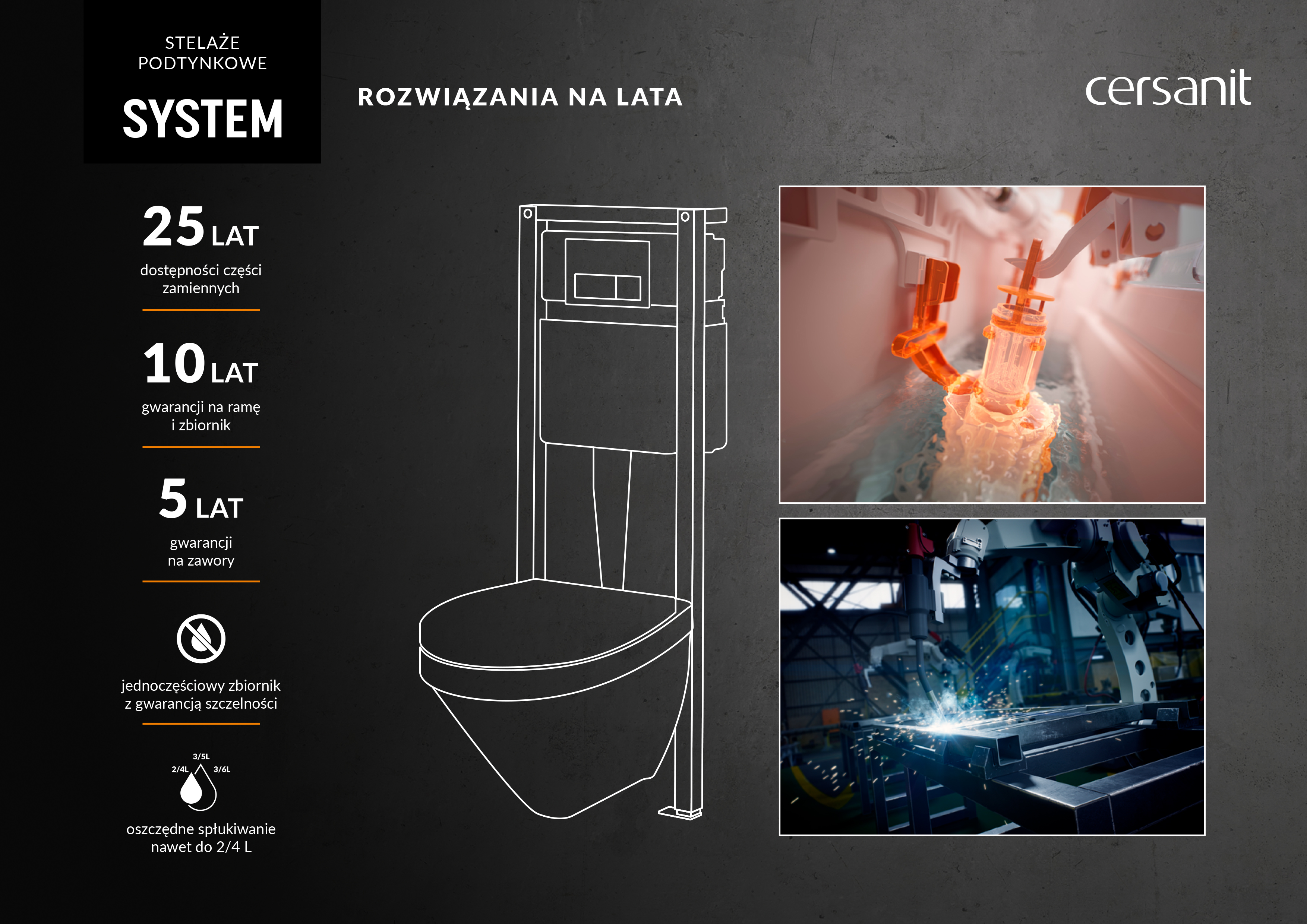 Cersanit stelaż podtynkowy z przyciskiem spłukującym czarny mat S701-779 - Wysyłka w 24h
