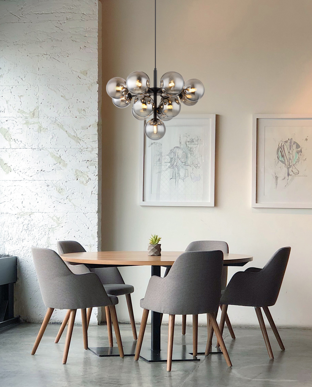 Globo Lighting Grappy lampa wisząca 13x13 W czarna-przydymiona 56143-13