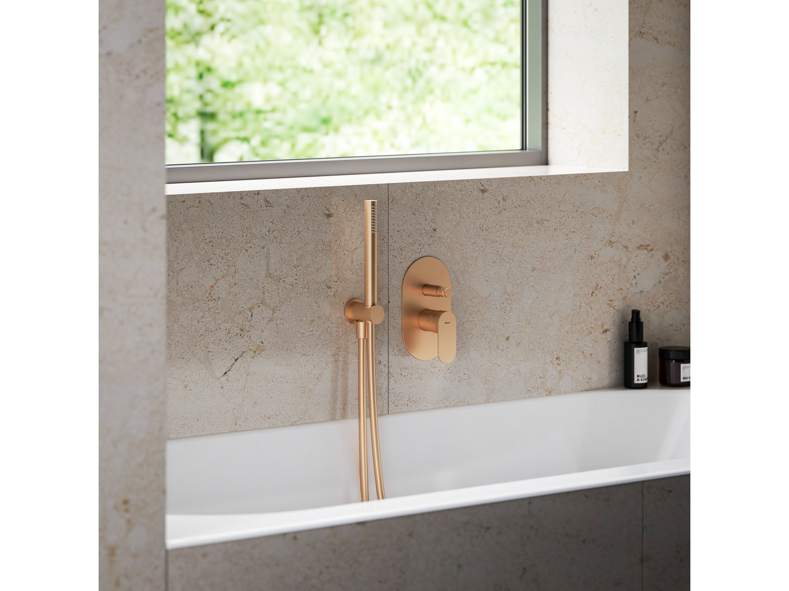 Ravak Eleganta bateria wannowo-prysznicowa podtynkowa różowe złoto X070372