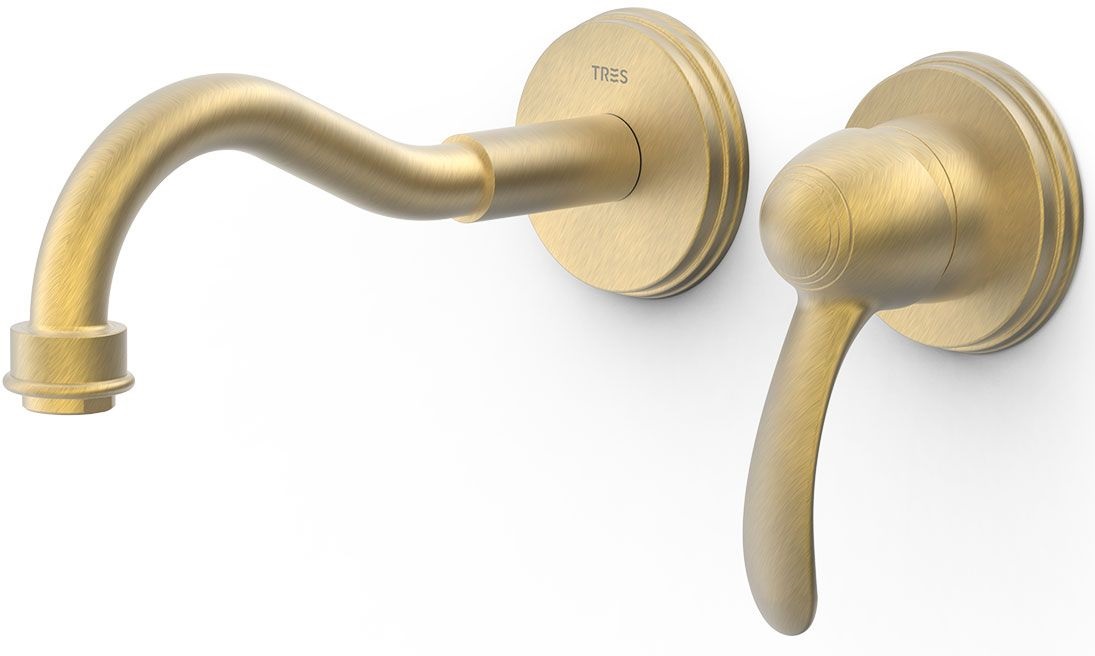 Tres Monoclasic bateria umywalkowa podtynkowa mosiądz antyczny matowy 24220001LM