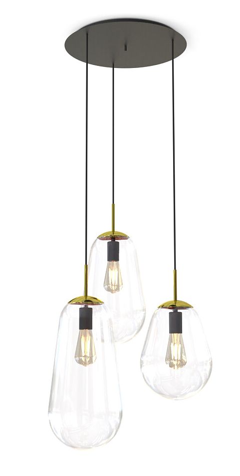 Nowodvorski Lighting Pear lampa wisząca 3x25 W czarna-mosiądz-przezroczysta 7794