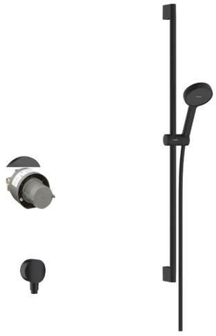 Zestaw Hansgrohe Vernis Blend bateria prysznicowa podtynkowa z kompletem natryskowym czarny mat (71663670, 26453670, 28046670)