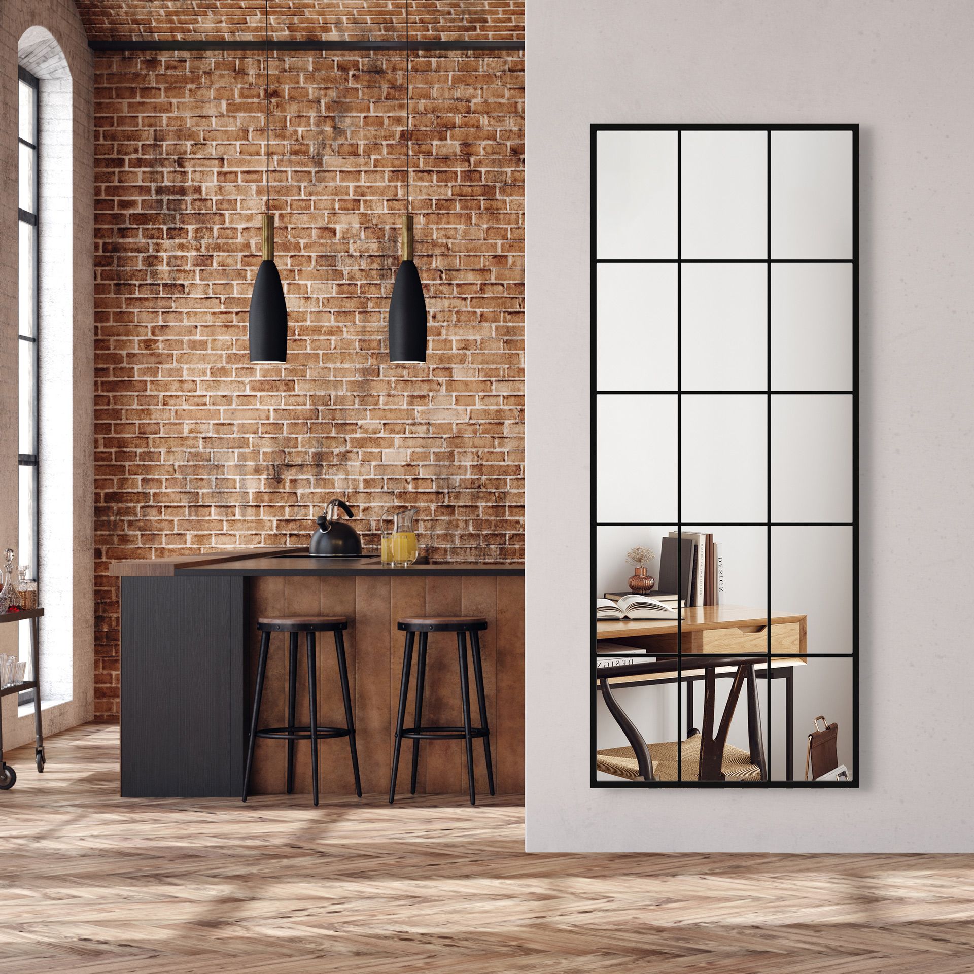 Styler Loft lustro 60x150 cm prostokątne czarny LU-12370 - Wysyłka w 24h