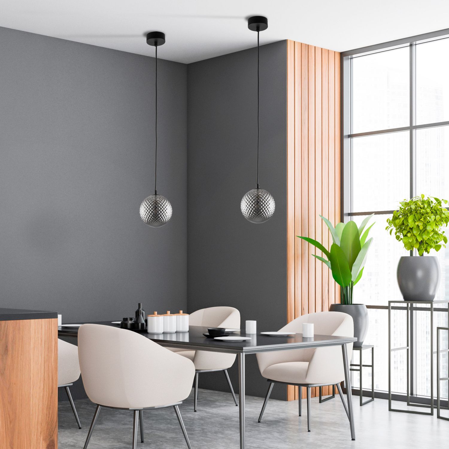 TK Lighting Elena lampa wisząca 1x6W czarna/grafitowa 5745