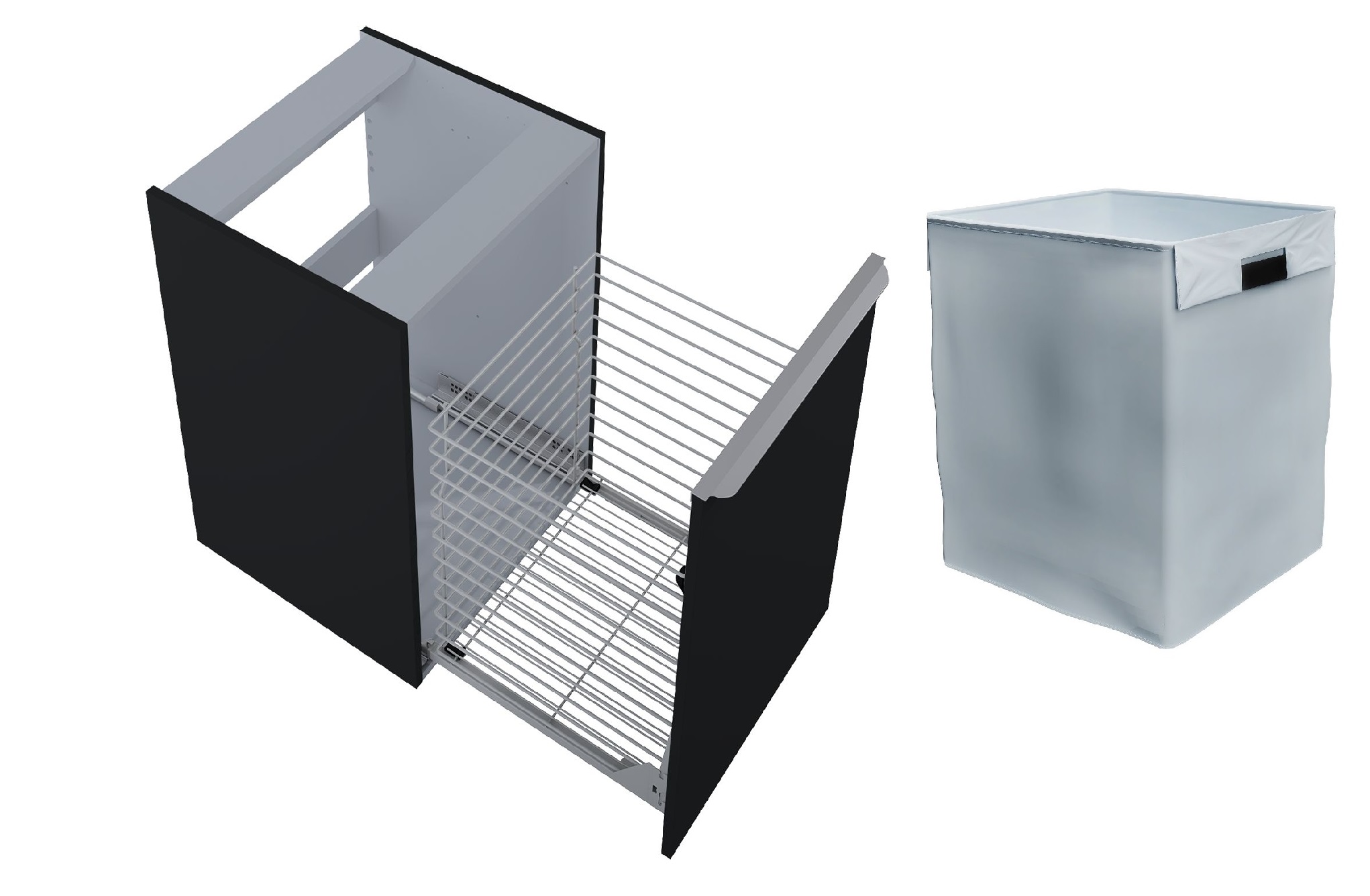 Zestaw Elita Lofty komoda 50 cm wisząca z wkładem do kosza czarny mat (RE080500027160, RE199489000010)