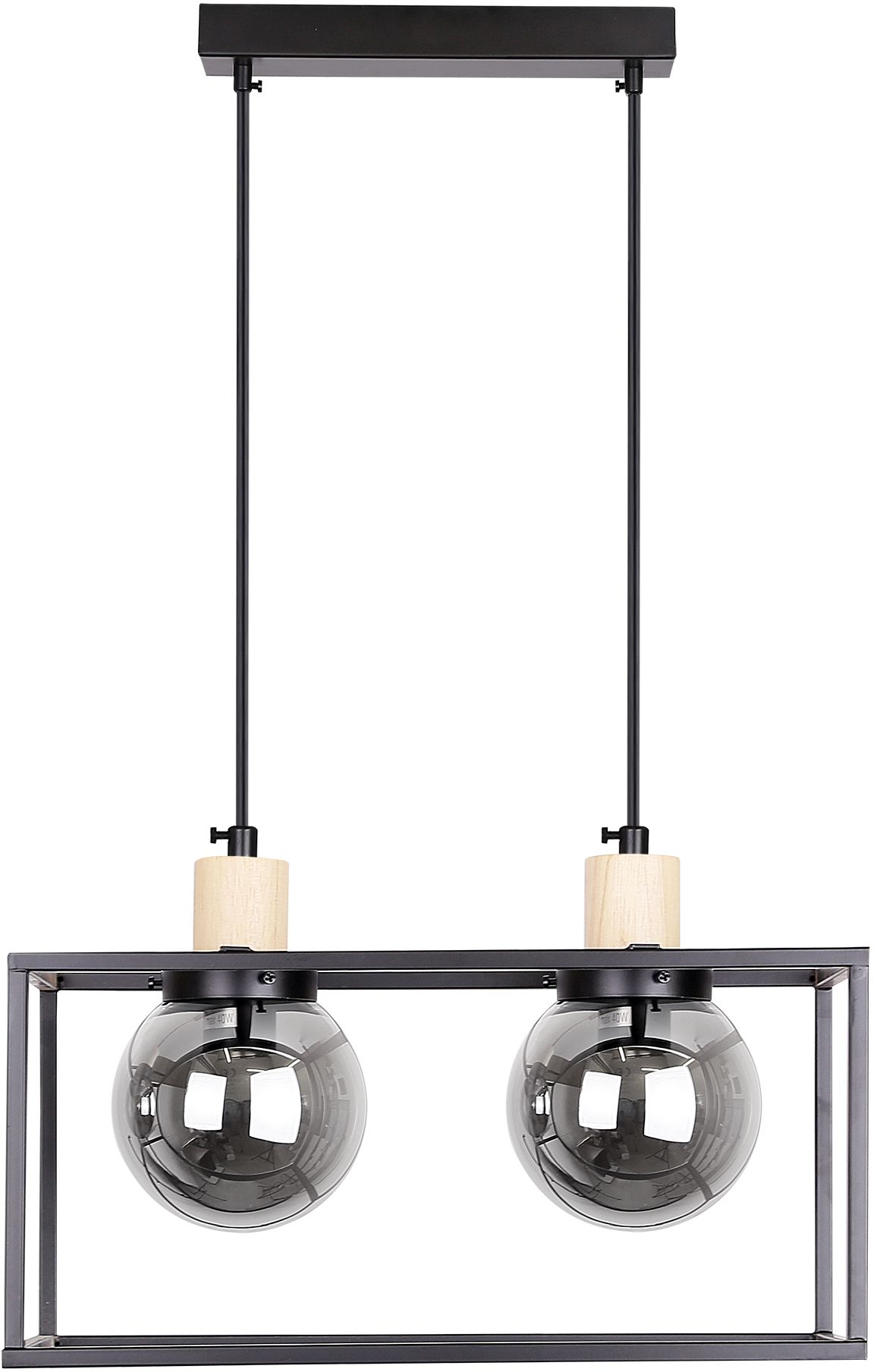 Candellux Retro 2 lampa wisząca 2x40W czarna/drewniana 32-00750