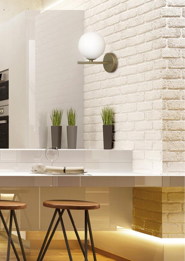 Candellux Kama kinkiet 1x28W mosiądz/biały 21-73419