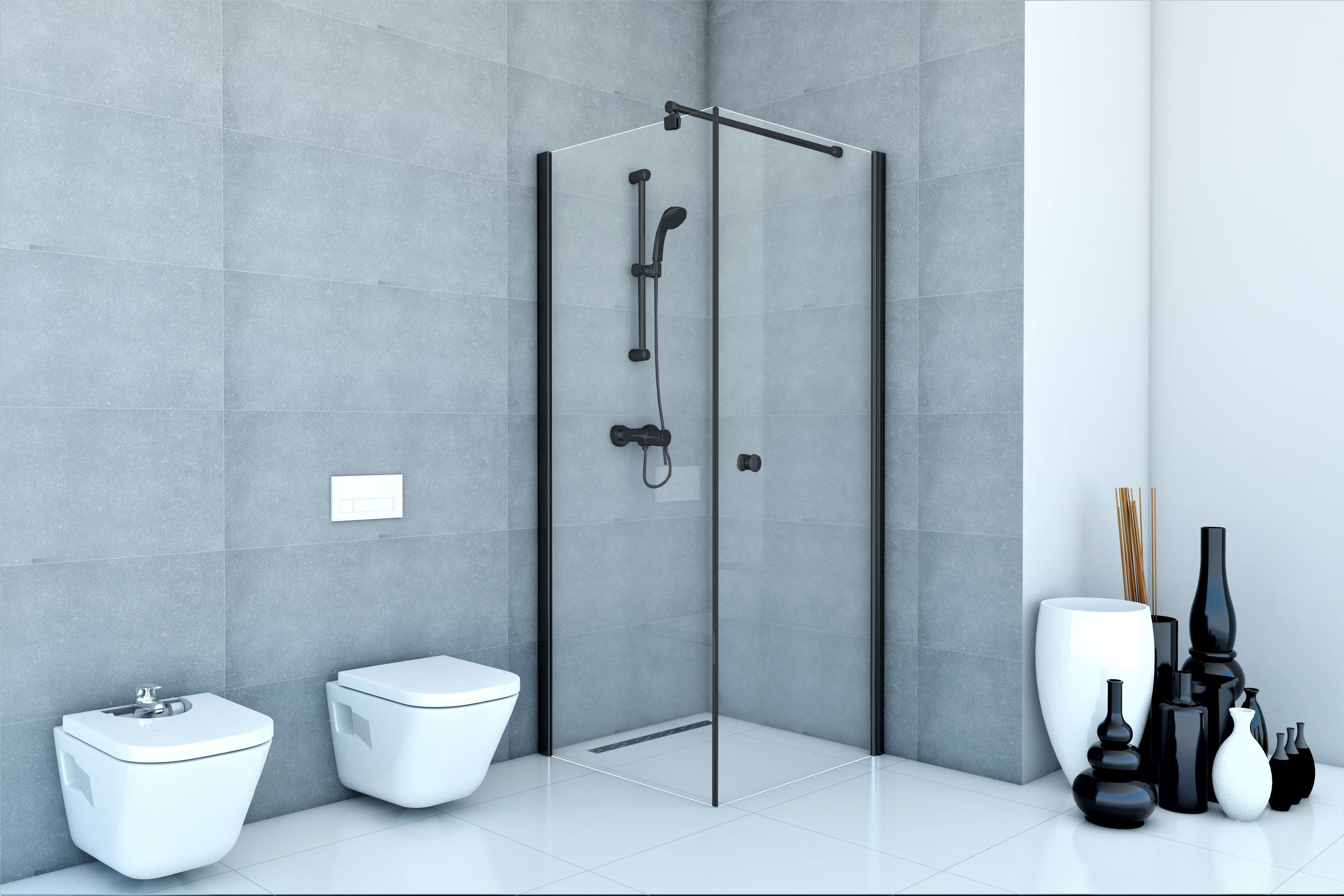 Sea-Horse Fresh Line kabina prysznicowa 80x80 cm kwadratowa czarny mat/szkło przezroczyste BKP2591TK