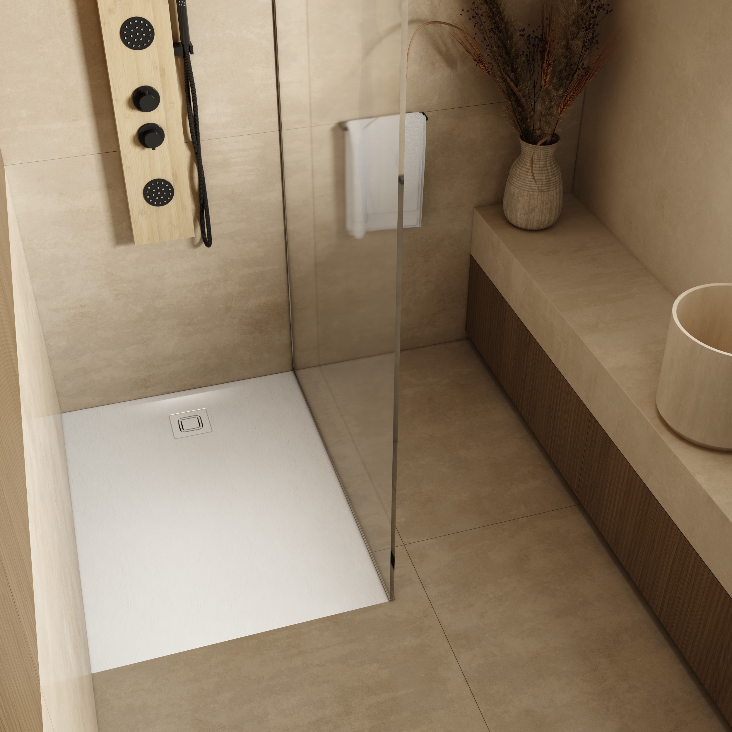 Schedpol Majestic White Stone brodzik prostokątny z syfonem 120x80 cm biały 3.3508/B/ST-M6/B