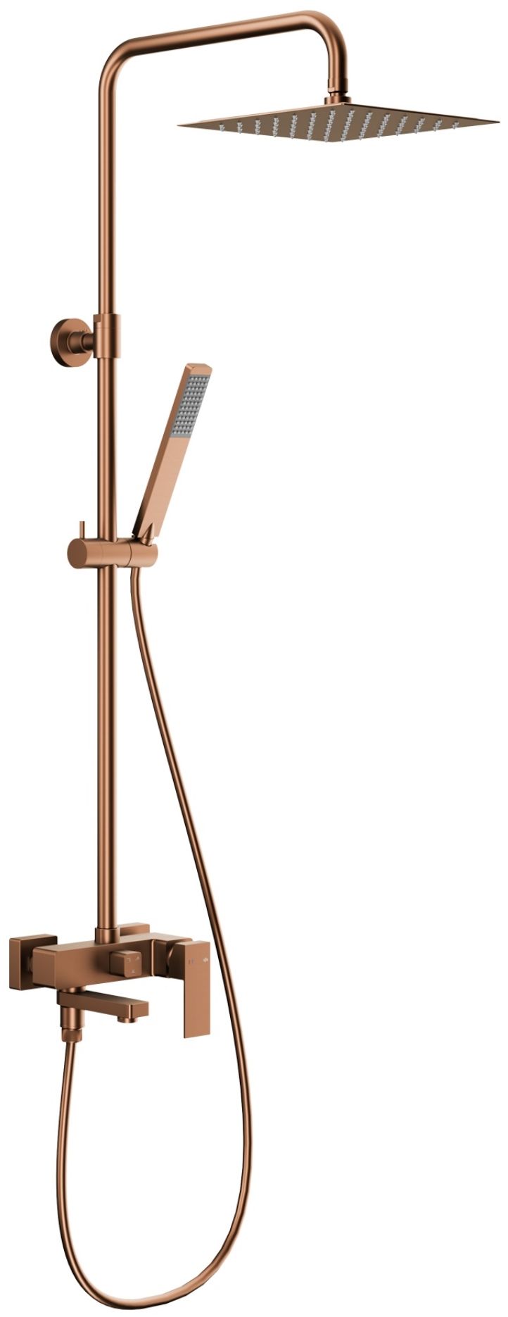 KFA Armatura Logon Brushed Rose Gold zestaw wannowo-prysznicowy ścienny z deszczownicą miedź szczotkowana 5136-925-34