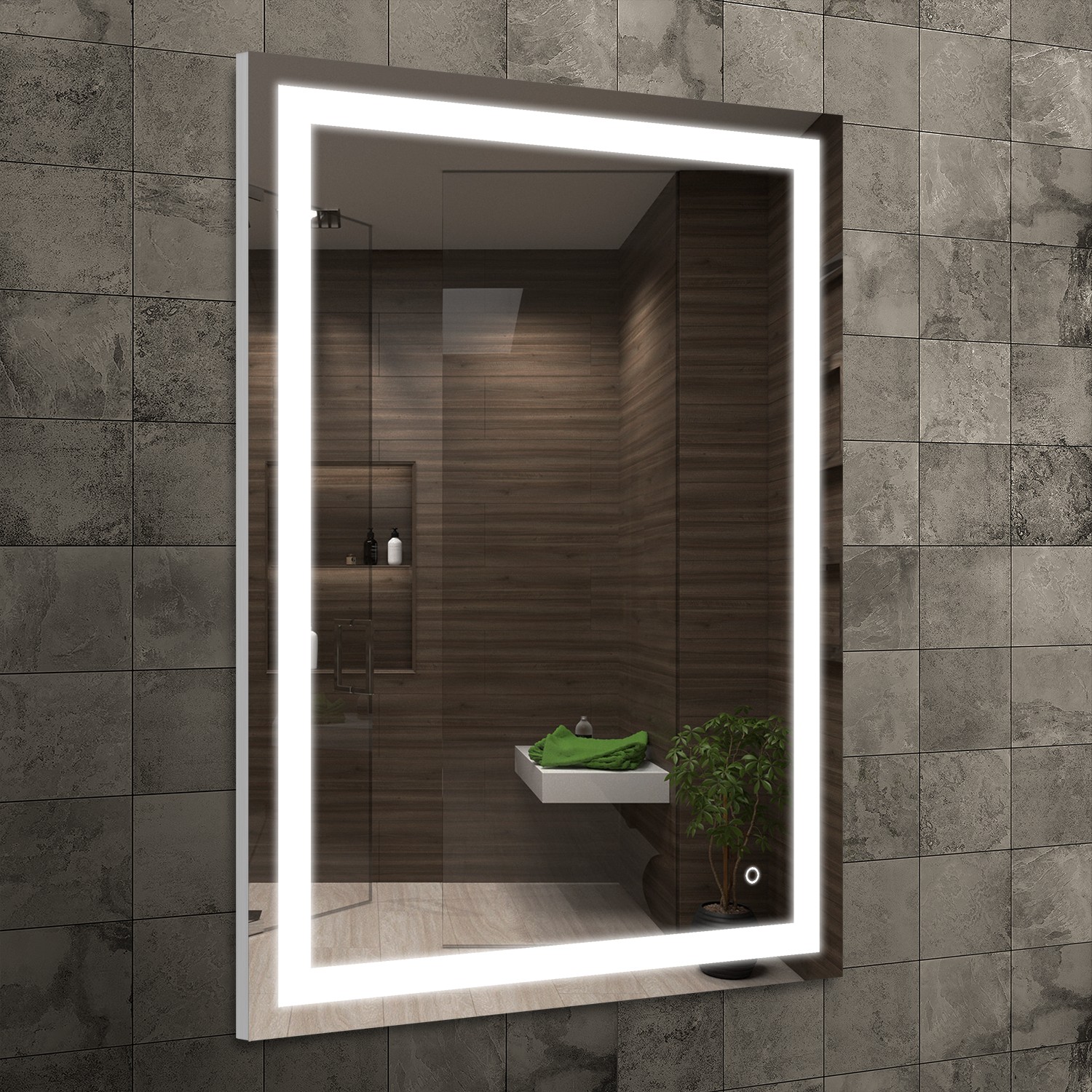 Venti Willa lustro 60x80 cm prostokątne z oświetleniem srebrny