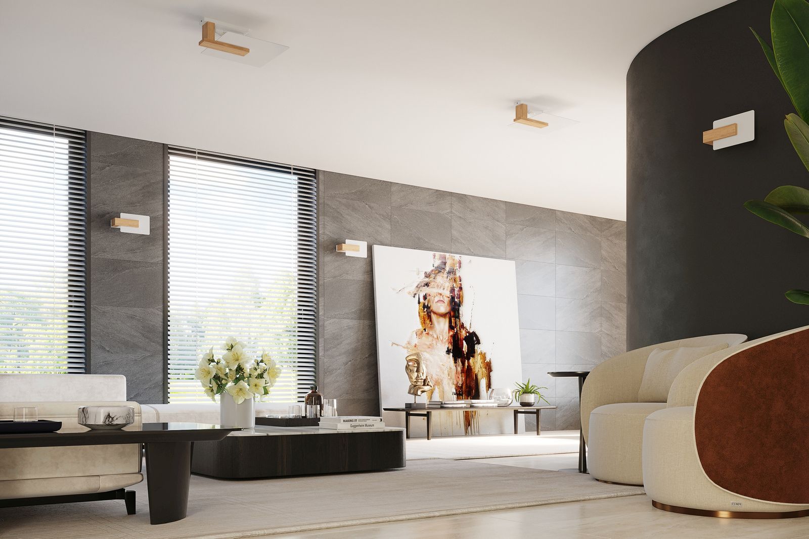 Sollux Lighting Lappo lampa podsufitowa 2x60W biały/drewno SL.1095