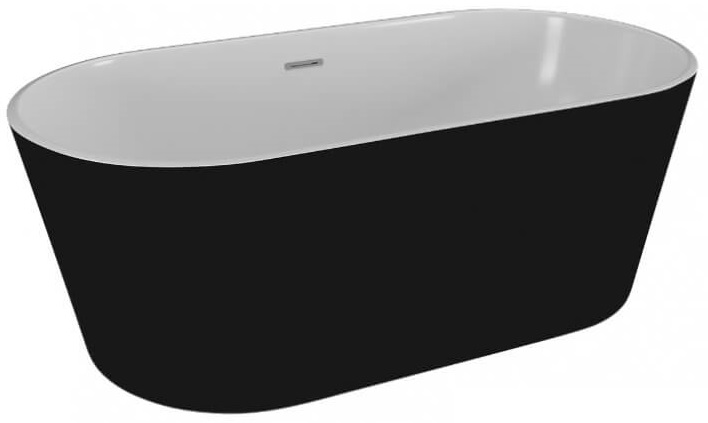 Polimat Uzo wanna wolnostojąca 160x80 cm akrylowa biały/czarny mat 00337