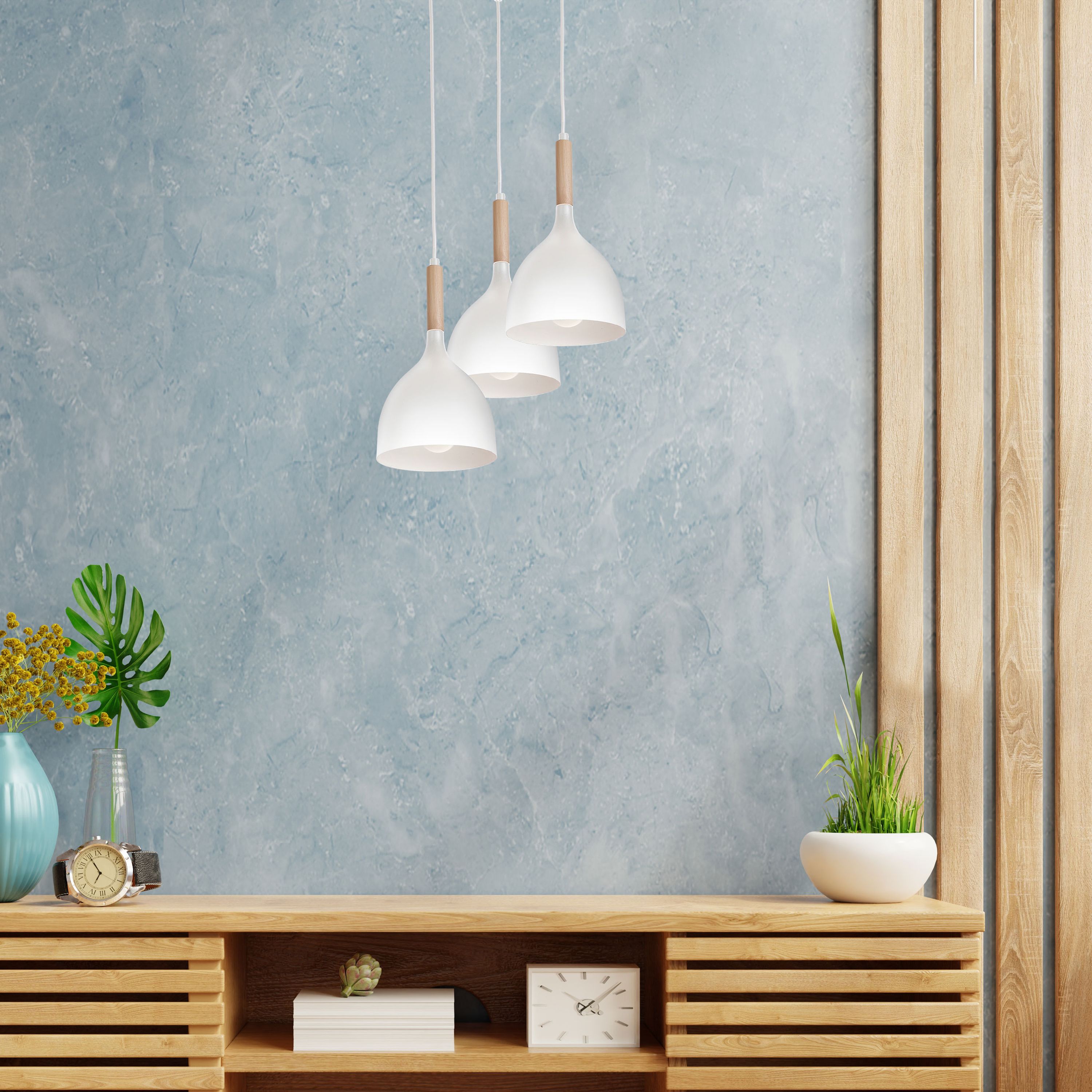 Luminex Noak Wood lampa wisząca 3x60W biały/drewno 1195