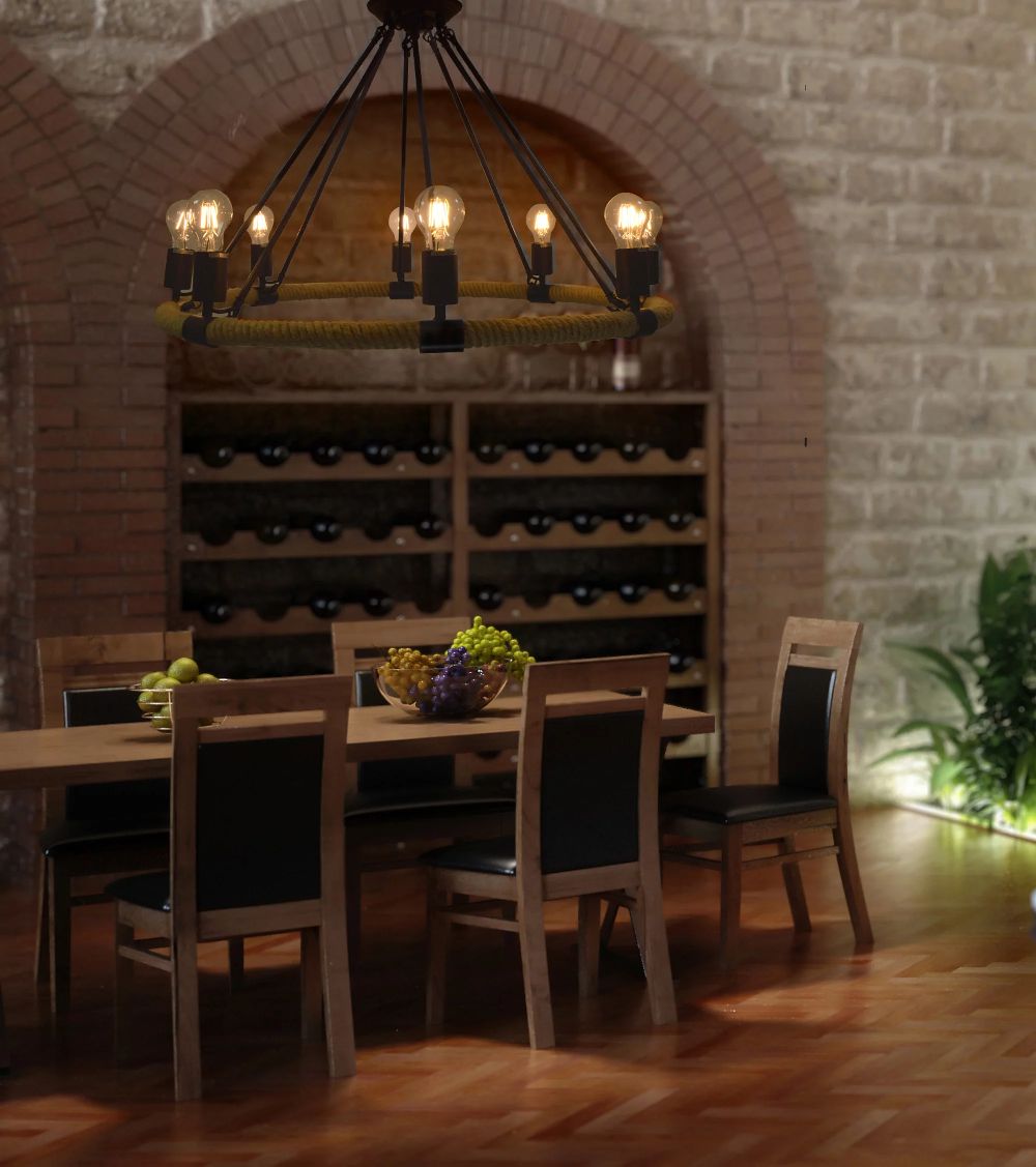 Goldlux Arthur lampa wisząca 8x20 W czarna-beżowa 307927 - Wysyłka w 24h