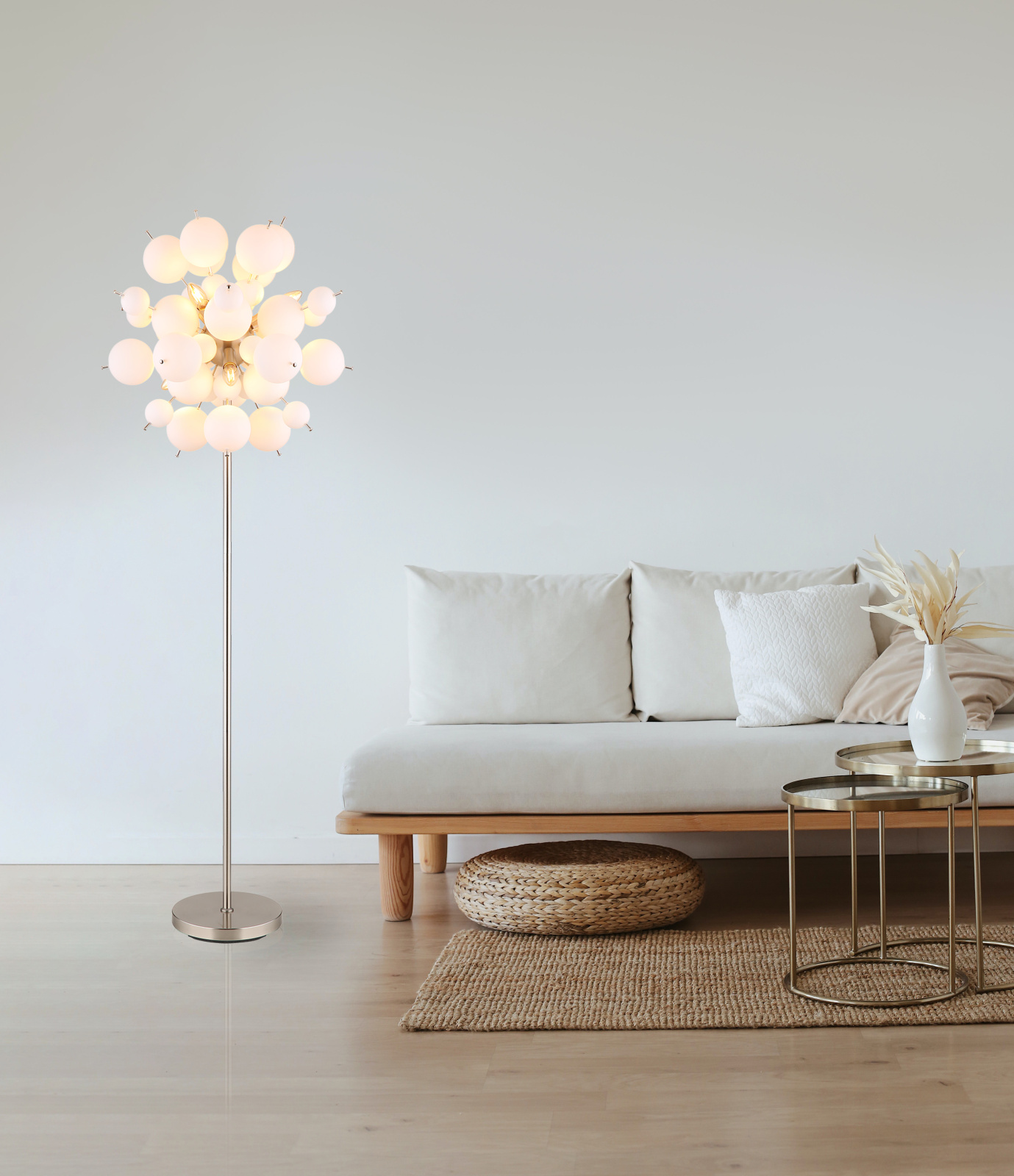 Globo Lighting Udo lampa stojąca 6x25 W biała-czarna-nikiel 15633SO