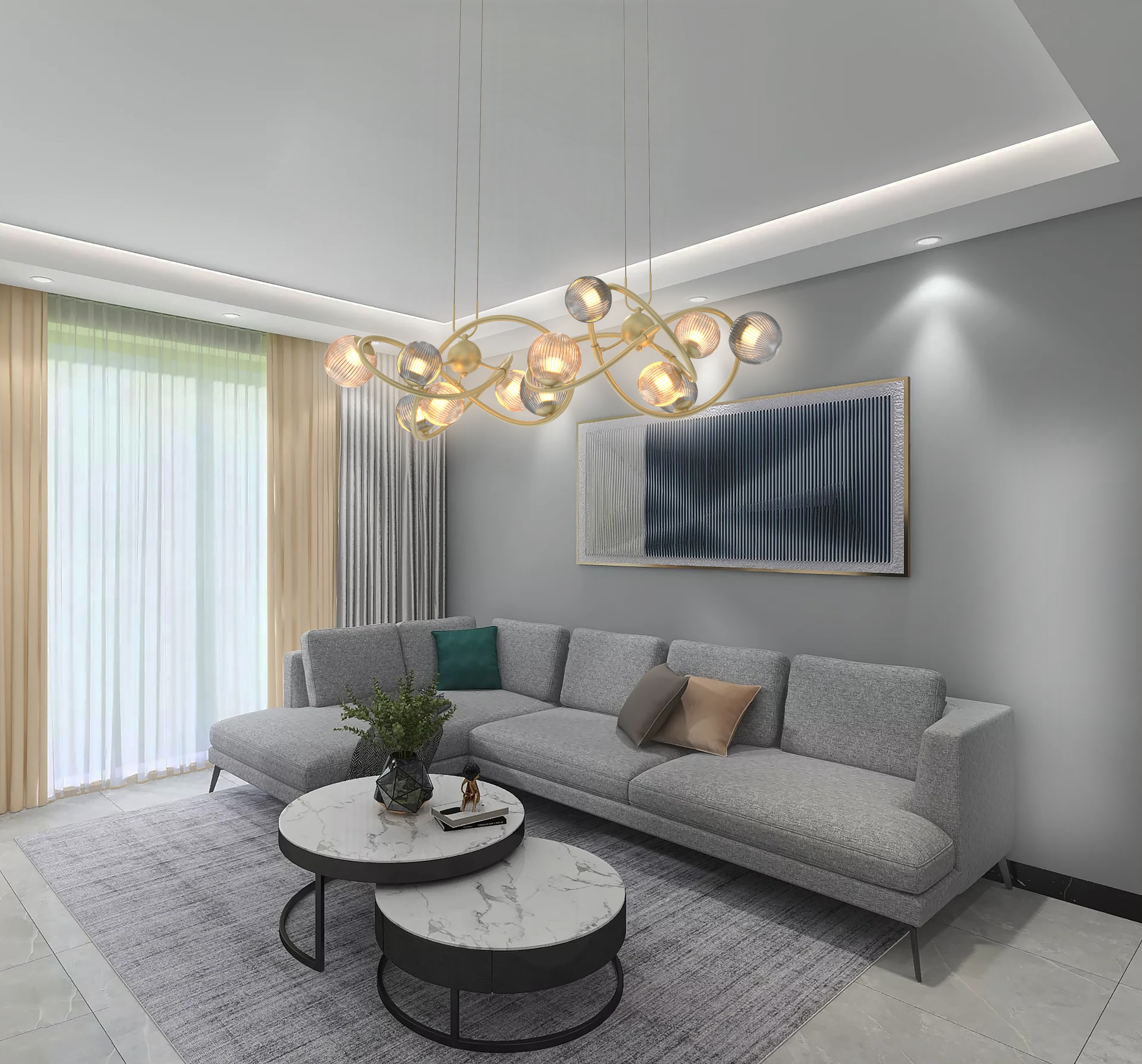 Aviano Metz lampa wisząca 14x3,5 W złota 7015-1404