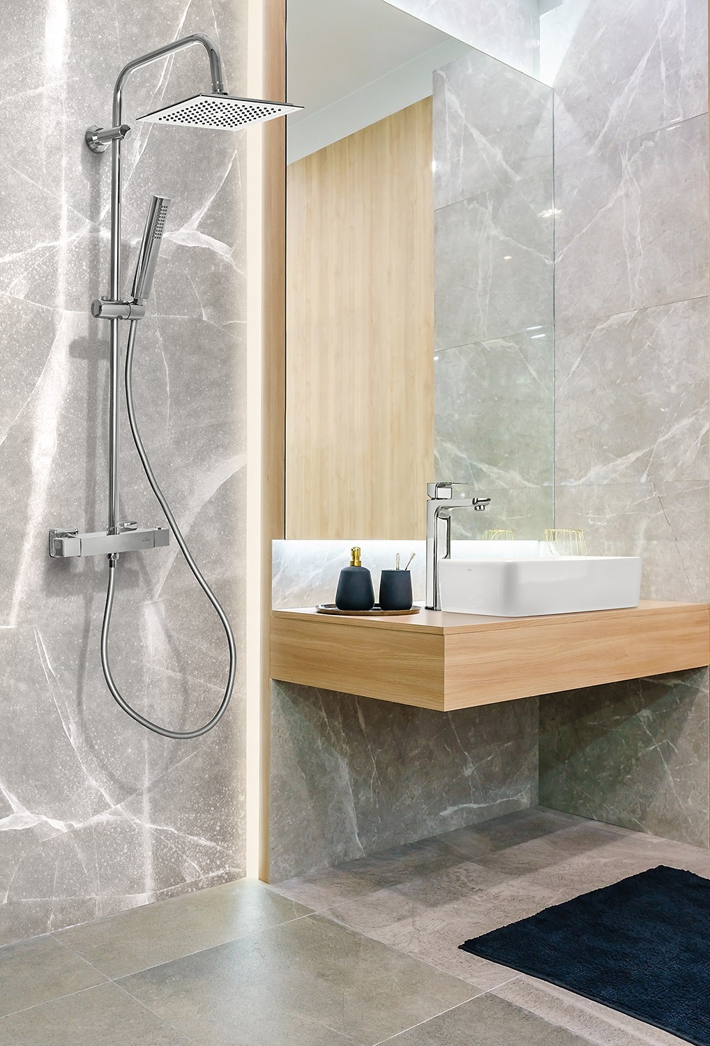 Invena Svart zestaw prysznicowy ścienny termostatyczny z deszczownicą chrom AU-85-001 - Wysyłka w 24h