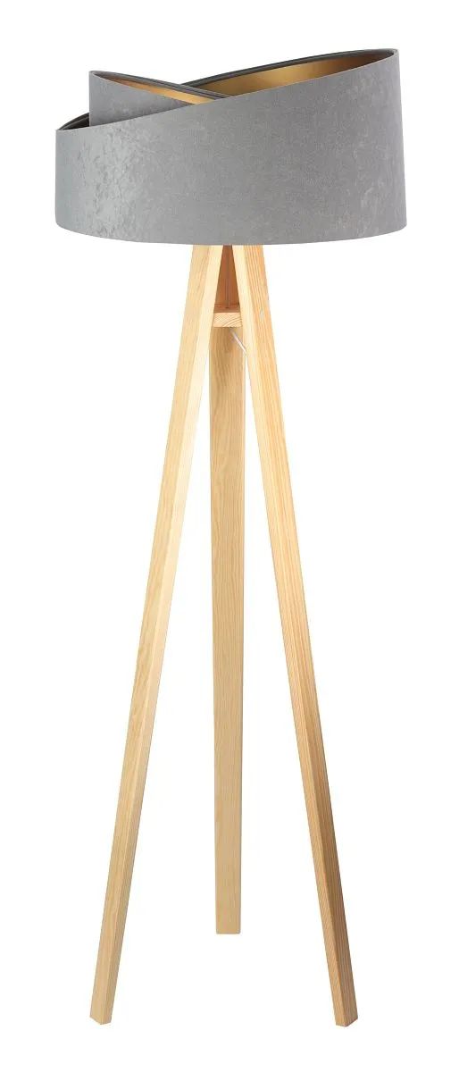 BPS Koncept Galaxy lampa stojąca 1x60 W szara-drewno-srebrna 060P-014